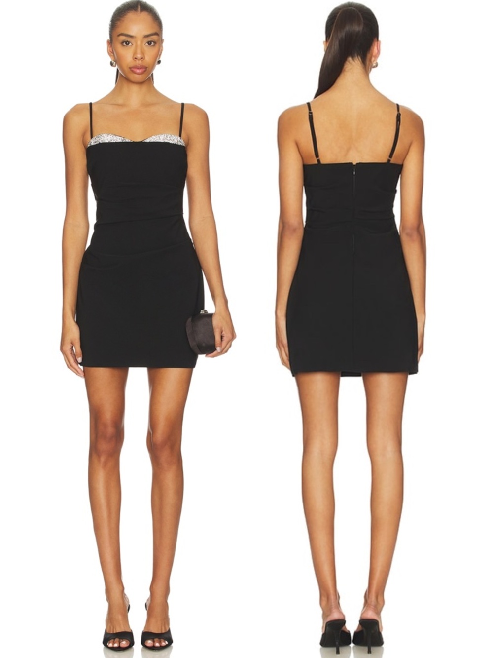 NEW ASTR BLACK Kalista RUCHED Peek-a-Boo EMBELLISHED Cocktail MINI DRESS S